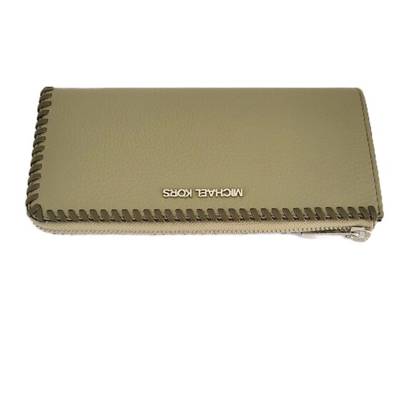 Michael Kors Jet Set Travel Large Three Quarter Zip Wallet Thyme Multi Leather - Picture 5 of 6